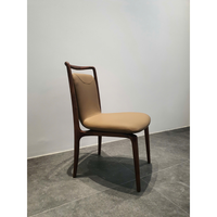 Chaise de salle à manger en bois de noyer massif de luxe, assise rembourrée en cuir pleine fleur pour salle à manger, cuisine, restaurant, hôtel PISANO