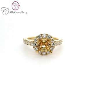 OEM ODM lujo 18K AU750 Halo oro blanco 6mm/0.75ct anillo de diamante natural redondo montaje estilo clásico para boda o fiesta - Product Image 4