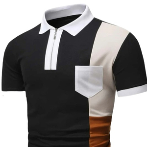 เสื้อโปโลชาย แขนสั้น ทรงปกติ ดีไซน์กระเป๋าแบบถัก สีตัดต่อ สไตล์ลำลอง - Product Image 3
