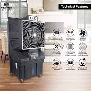 Heavy duty Gloster 125 LTR High-Capacity <b>Air</b> <b>Cooler</b> with Energy-Efficient Motor and Multi-Speed Settings for Large Room Cooling - Product Image 4