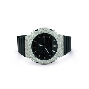Nuevo Reloj de Diamantes de Moda con Correa de Goma Semi-Adornada, Pieza de Arte Atemporal con Caja Redonda para Fiestas - Product Image 1