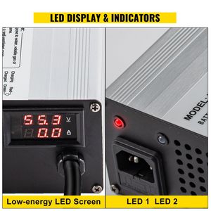 Chargeur électrique pour voiturette de golf Club Car 48V avec prise 3 broches 15A ronde/chargeur de batterie LED en aluminium par Alu - Product Image 4