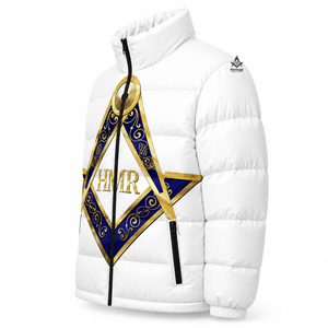 Vêtements de fraternité maçonnique héritage grec, vêtements maçonniques, vêtements de brotherhood, sublimation dorée sur veste matelassée blanche - Product Image 3
