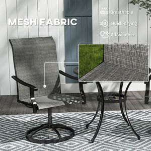 Set di 2 sedie da pranzo girevoli da esterno con schienale alto, in rete grigia per tutte le stagioni, per giardino, cortile e prato - Product Image 5