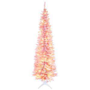 7ft Pre-Lit Slim Noble Fir Artificial Christmas <b>Tree</b> <b>with</b> 200 Warm White LED <b>Lights</b> 499 Tips Christmas Decoration - Product Image 1