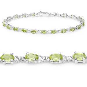 Pulsera de Peridoto Natural Certificado en Plata de Ley, Ovalada, Estilo Tenis, Gema Verde, Piedra de Nacimiento de Agosto, Regalo de Joyería para Ella - Product Image 2
