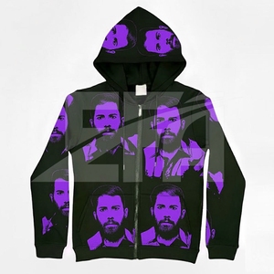 Men's Winter Casual Hip Hop Streetwear Hooded Zipper Hoodies 100% Cotton Oversized Solid Eco-Friendly - Product Image 4