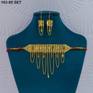 Arabian Choker Necklace <b>Set</b> Middle Eastern Jewelry <b>Set</b> Dubai <b>Gold</b> Necklace <b>Gold</b> Plated Arabic Necklace Traditional Arabic <b>Set</b> - Product Image 2