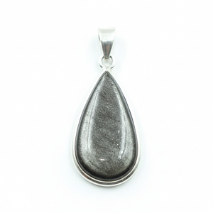 Pendentif en obsidienne en forme de larme, argent sterling 925 plaqué or jaune, pierre précieuse noire naturelle, bijoux bohèmes faits à la main, cadeau - Product Image 1