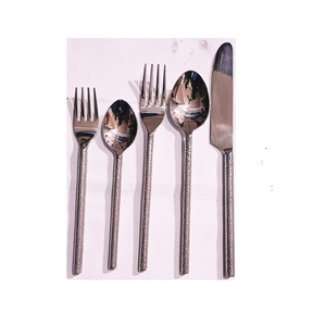Luxury Hammered Handle 5-Piece Stainless Steel Cutlery <b>Set</b> <b>Knife</b> Fork & Spoon with Textured Design Dishwasher Safe & Sustainable - Product Image 5