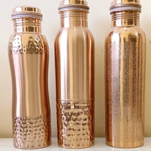 Pure Copper <b>Plain</b> Leak-Proof <b>Water</b> <b>Bottle</b>-Unique Luxury Artisan Classic Design Minimalist Style Eco-Friendly Home Drinking - Product Image 4