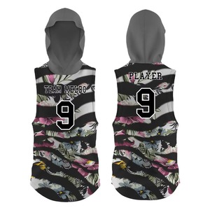 Jersey Deportivo Personalizado con Capucha, sin Mangas, Sublimado con Diseño Floral, Nombre del Equipo, Número, Nombre del Jugador, Uniforme Deportivo Unisex - Product Image 1