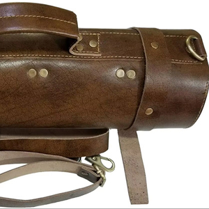 Grande pochette à couteaux en cuir véritable vintage noir soyeux avec fentes, sac à couteaux de chef en cuir LKR-0306 - Product Image 1