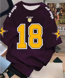 Factory Wholesale 100% Polyester Short Sleeve Printed T-Shirt High Quality American Football Jersey Custom Logo Summer Plus Size - Product Image 3