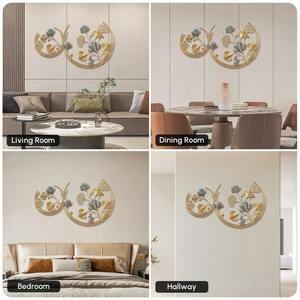 Juego de Dos Decoraciones Florales de Pared de Acero Inoxidable con Diseño Art Deco Hechas a Mano para Colgar en la Pared del Dormitorio, Sala de Estar y Oficina - Product Image 6