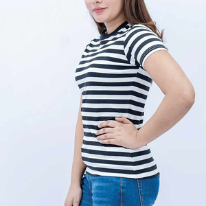 Camiseta de Mujer con Cuello en V, Manga Corta, Hombros Caídos, 100% Algodón Tejido, Corte Holgado Informal, Transpirable, Verano, 180g - Product Image 3