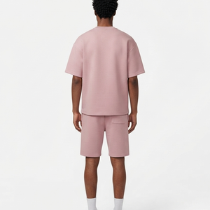 Ensemble décontracté respirant streetwear pour hommes, survêtement 2 pièces à capuche avec LOGO personnalisé, t-shirts et shorts d'été en jersey – Vente en gros - Product Image 3
