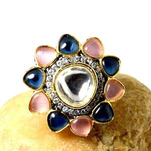 Bague de cocktail ajustable plaquée noir avec pierres multiples et diamants CZ, bijou de mariage et de fiançailles - Product Image 4