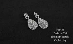 Pendientes colgantes 11433, pendientes de circonia cúbica chapados en rodio, elegantes pendientes en forma de lágrima, joyería para bodas y fiestas - Product Image 6