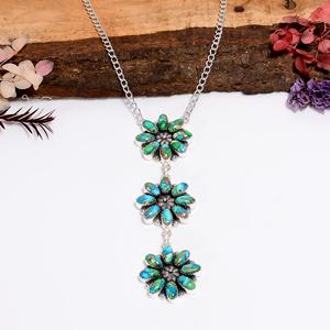 Collar Floral Turquesa Verde Hielo, Collar Boho de Plata Esterlina, Joyería Artesanal de 20 Pulgadas, Regalo para Mujer - Product Image 2
