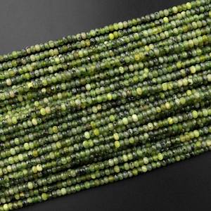 Perles de jade facettées en forme de rondelle, micro-taillées, jade vert naturel, pour la création de bijoux, vente en gros DIY - Product Image 3