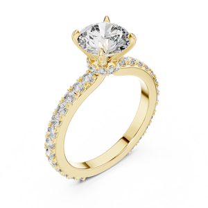 Anillo Solitario Único con Diamante Redondo de 1 Quilate Cultivado en Laboratorio con Halo en Oro Amarillo de 18 Quilates para Fiestas, Compromisos, Bodas y Uso Diario para Mujeres - Product Image 2