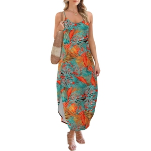 Robe longue décontractée pour femme, bretelles spaghetti, tenue de plage hawaïenne pour les vacances d'été 2026 - Product Image 3