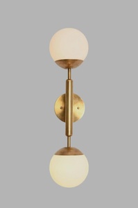 Modern Brass <b>Wall</b> <b>Sconce</b> Double Globe Light Indoor Living Room Decor Gold Finish Round Shape Home Accent <b>Lighting</b> - Product Image 3