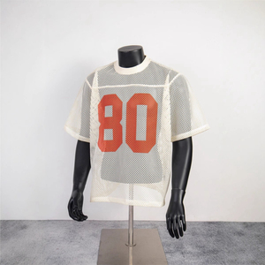 Camiseta de Fútbol Americano de Malla 100% Algodón para Hombre, Talla Grande, Estilo Urbano, Informal, Transpirable, con Logotipo Personalizado - Product Image 5