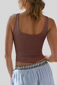 Camiseta sin mangas de verano para mujer, con tirantes, acanalada, a la moda, con doble forro, cuello en V, informal, básica, moderna, para hacer ejercicio, salir de fiesta - Product Image 4