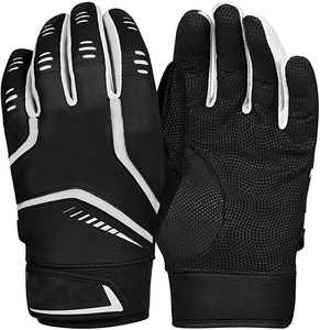 Full Finger Leather Baseball Gloves Pitcher Non-Slip Black <b>White</b> Breathable Right-Handed Hook and Loop Closure Adult All Seasons - Product Image 5