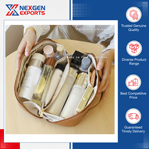 Premium Quality Handmade PU Leather Zipper <b>Large</b> Capacity Eco-Friendly Waterproof Makeup Cosmetic <b>Bag</b> India's Top Manufacturer - Product Image 5