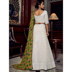 Wonderful White <b>Sequins</b> Georgette Sangeet Lehenga Choli with Dupatta - Product Image 5