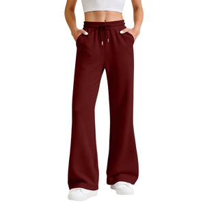 Wholesale Baggy Denim Pants Custom Logo Mid Waist Thick Fabric Oversized Baggy Wide <b>Leg</b> Cotton Knit Track <b>Jogger</b> Flare Sweat - Product Image 2