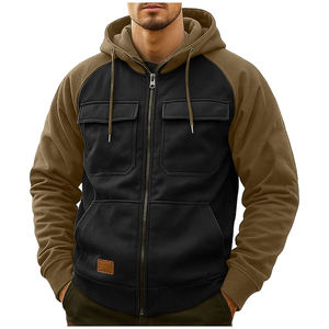 Sweat à capuche zippé surdimensionné et épais personnalisé, brodé Spiderman, avec fermeture éclair intégrale et double capuche pour homme - Product Image 1