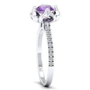 Bague de naissance REYES en moissanite étincelante de clarté VVS pour femme, en argent sterling 925, coupe ronde, pierre précieuse améthyste 1 carat, bijoux fins - Product Image 3