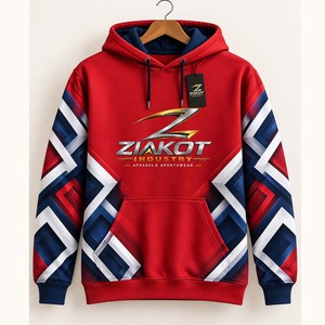 Sudadera con Capucha Deportiva Roja Personalizada de la Marca Ziakot Industry, Venta al Por Mayor Directa - Product Image 4