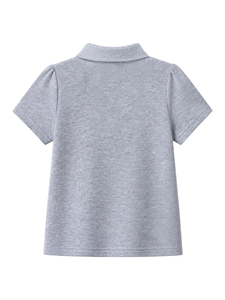 Conjunto de 2 Piezas para Niñas, Camiseta Polo con Mangas Abullonadas, Jersey de Manga Corta, Uniforme Escolar, 100% Algodón - Product Image 5