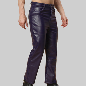 Pantalon en cuir 100 % véritable pour homme, haute qualité, respirant, noir, taille haute, coupe droite, décontracté - Product Image 3