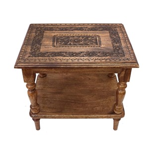 Vase de sol sculpté en bois de Sheesham |   Meubles en bois de rose indien faits à la main, design traditionnel écologique, Acqdas Saleem WST-SH09 - Product Image 1