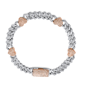 Trendy 925 Sterling <b>Silver</b> Moissanite Diamond Heart Link <b>Bracelet</b> <b>silver</b> Rose Gold Hip Hop Jewelry for - Product Image 1