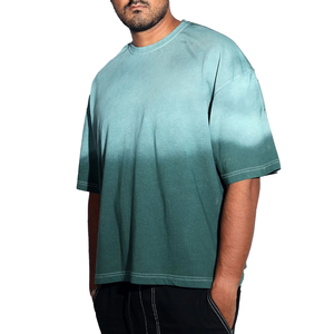 T-shirt tie-dye pour homme, coupe ample, longueur standard, prix abordable, séchage rapide, couleur unie, style décontracté, tissu 100% coton - Product Image 2