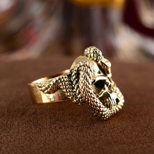 Antique Design <b>Skull</b> <b>Ring</b> Gothic Brass <b>Ring</b> For Men Antique Brass Finish Gothic Snake Design Punk Animal <b>Ring</b> Wholesale/OEM/ODM - Product Image 2