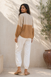 Blusa de rayón con efecto ombré para mujer, camisa de manga larga, top informal de verano para vacaciones - Product Image 4