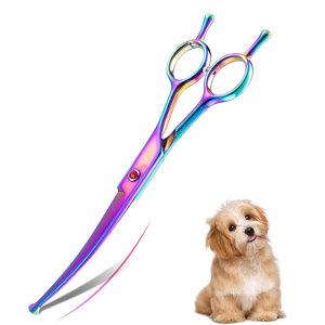 Multi Colors High Quality Stainless Steel Curved Pet Grooming <b>Scissors</b> Eco-Friendly Durable - Product Image 1