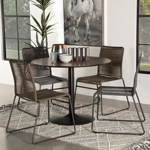 <b>Brown</b> and Black Round Dining <b>Table</b> - Product Image 5