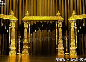 Décoration de scène de mariage sur le thème du maharaja, élégante décoration de scène classique indienne, décoration de scène de réception de mariage de style Bollywood de luxe - Product Image 3