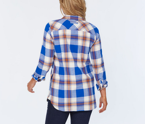 Camisas de Franela a Cuadros de Algodón 100% para Mujer, Personalizadas OEM, Manga Larga, Casual, con Bolsillo, Cuello Abotonado, Diseño Color Block, Ropa de Otoño - Product Image 6