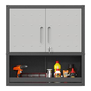 Armadietto Portautensili in Metallo da Parete con 1 Ripiano e 1 Cassetto Aperto con Porta Bloccabile per Garage, Magazzino, Ufficio - Montaggio Richiesto - Product Image 1