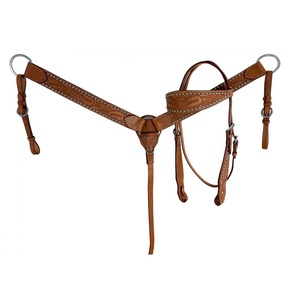 Fabricante al por mayor Proveedor de cuero de vaca Western Headstall Breast Collar Set Precio razonable Hardware de acero inoxidable - Product Image 3